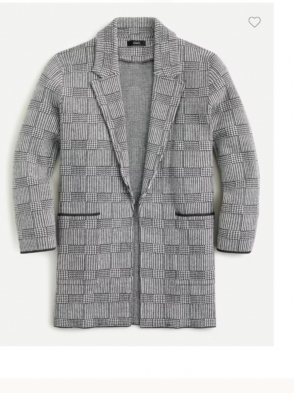 J Crew Sophie Sweater Blazer gray/Black/White Plaid XS
